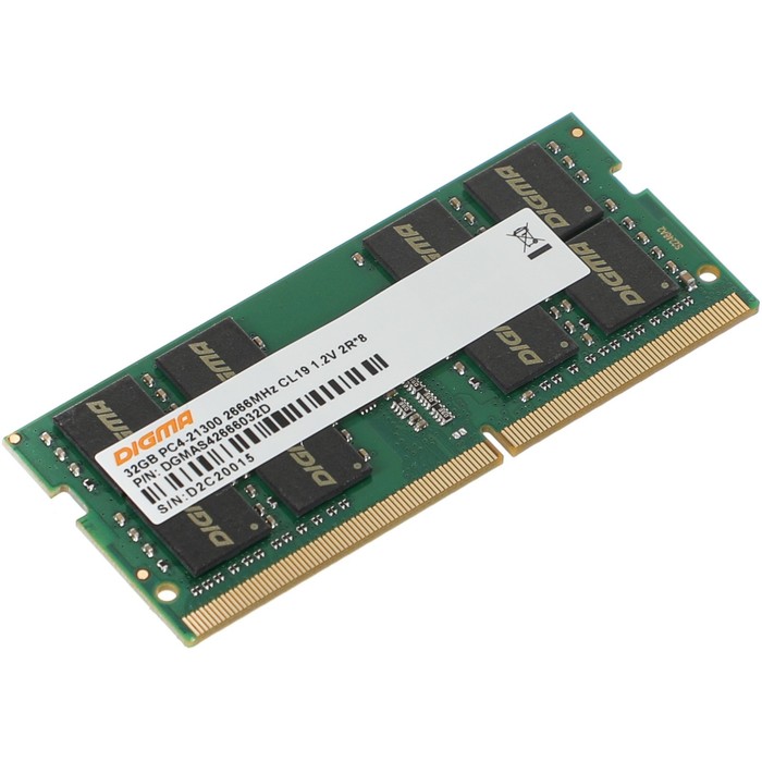 Память DDR4 32GB 2666MHz Digma DGMAS42666032D RTL PC4-21300 CL19 SO-DIMM 260-pin 1.2В dual r 10044 память ddr4 hynix hma84gr7cjr4n vktn 32gb dimm ecc reg pc4 21300 cl19 2666mhz