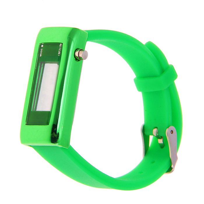 Часы наручные женские на силиконовом тонком ремешке, цвет зеленый