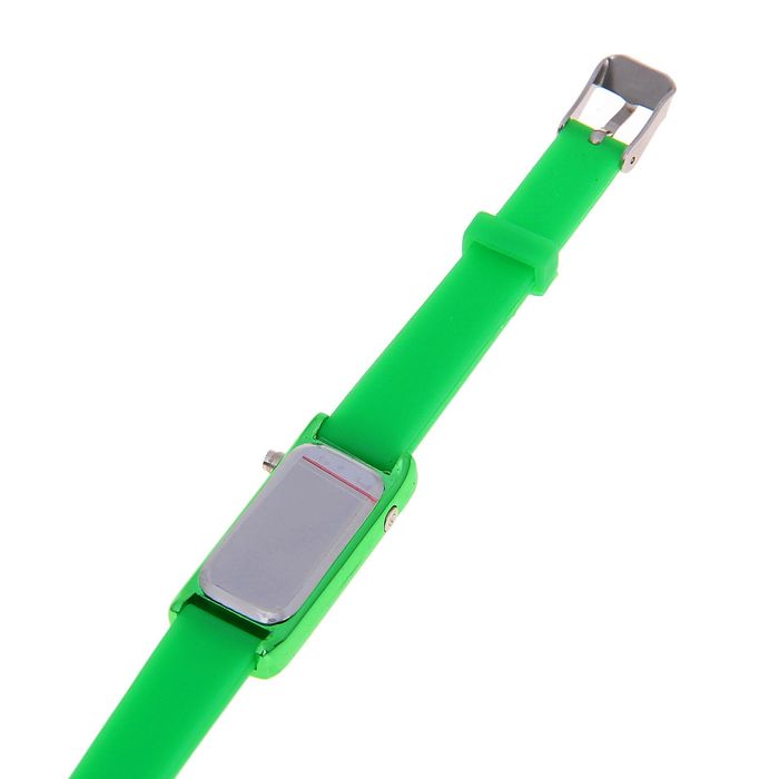 Часы наручные женские на силиконовом тонком ремешке, цвет зеленый