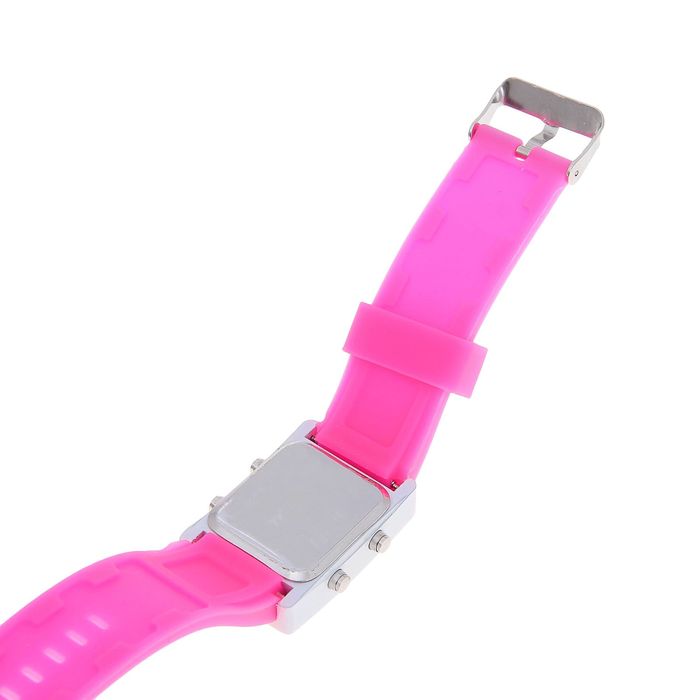 Часы наручные женские на силиконовом ремешке, циферблат прямоугольный, цвет розовый