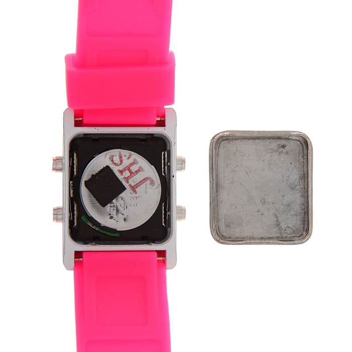 Часы наручные женские на силиконовом ремешке, циферблат прямоугольный, цвет розовый