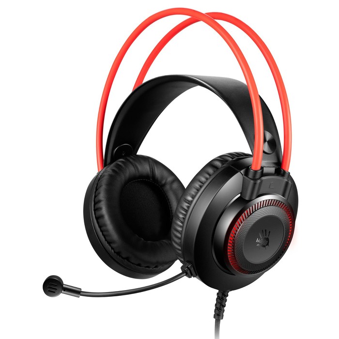 цена Наушники с микрофоном A4Tech Bloody G200 черный/красный 2м мониторные оголовье (G200 AUX3.5 10045