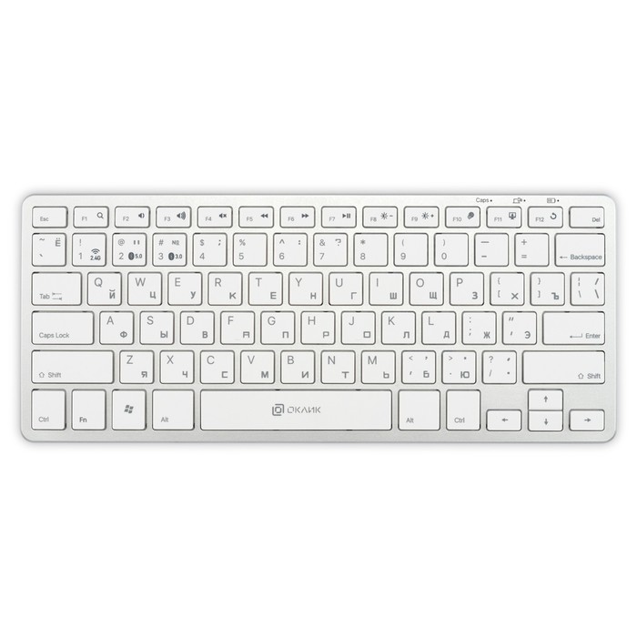

Клавиатура Оклик 855S серебристый USB беспроводная BT/Radio slim Multimedia (1696464)