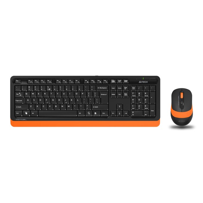 цена Клавиатура + мышь A4Tech Fstyler FG1010 клав:черный/оранжевый мышь:черный/оранжевый USB бесп 10046