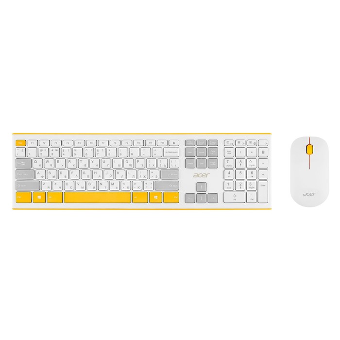 цена Клавиатура + мышь Acer OCC200 клав:желтый/белый мышь:белый/желтый USB беспроводная slim Mult 10046