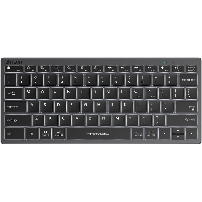 цена Клавиатура A4Tech Fstyler FX61 серый USB slim LED (FX61 GREY)