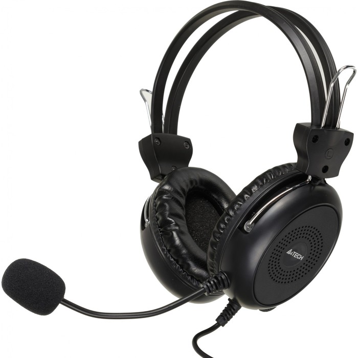 цена Наушники с микрофоном A4Tech HU-30 черный 2м накладные USB оголовье