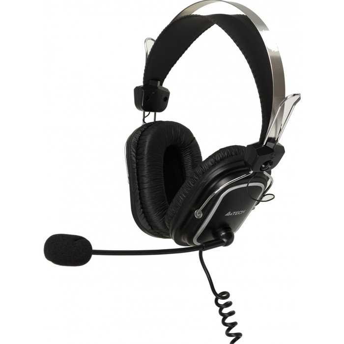 цена Наушники с микрофоном A4Tech HU-50 черный 2м накладные USB оголовье