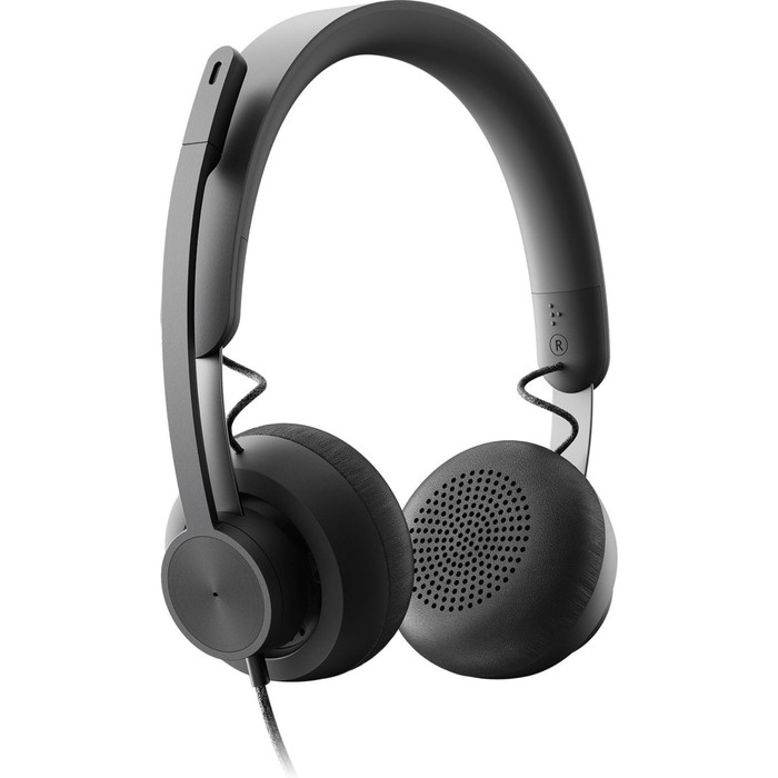 

Наушники с микрофоном Logitech Zone Wired UC черный матовый 1.9м накладные USB оголовье (981 10046