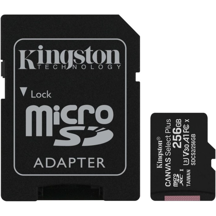 Карта памяти microSDXC 256GB Kingston SDCS2/256GB Canvas Select Plus + adapter флеш карта microsdxc 256gb kingston sdcs2 256gb canvas select plus adapter