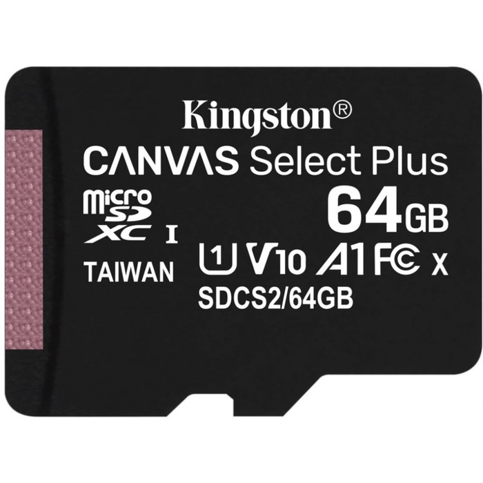 Карта памяти microSDXC 64GB Class10 Kingston SDCS2/64GBSP Canvas Select Plus w/o adapter карта памяти dato microsdxc 64gb class10 dttf064guic10 w o adapter