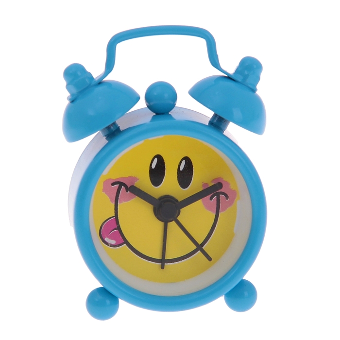 Будильник мини "Смайлик", цвет голубой