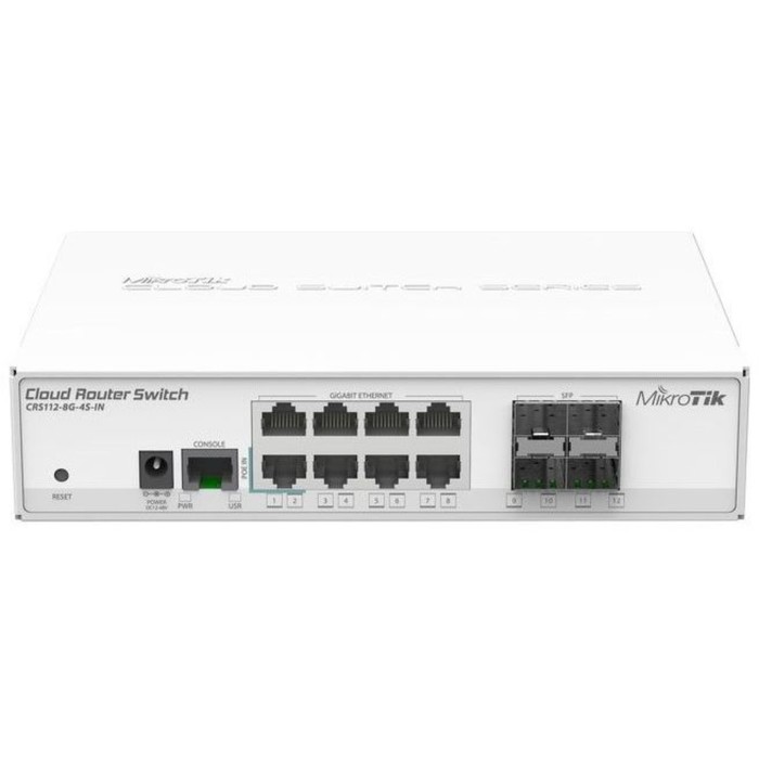 Коммутатор MikroTik CRS112-8G-4S-IN 8G 4SFP управляемый коммутатор mikrotik routerboard crs109 8g 1s 2hnd in с wifi беспроводной сетью
