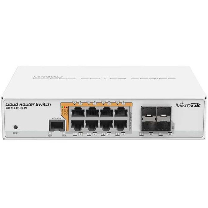 Коммутатор MikroTik CRS112-8P-4S-IN 8G 4SFP 8PoE+ управляемый коммутатор mikrotik routerboard crs109 8g 1s 2hnd in с wifi беспроводной сетью