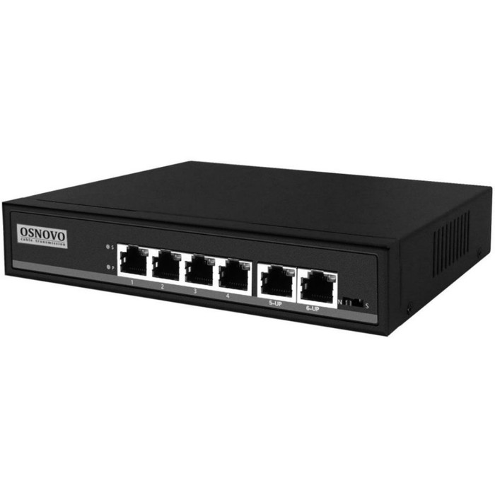 фото Коммутатор osnovo sw-20600/a(80w) 6x100mb 4poe+ 80w неуправляемый