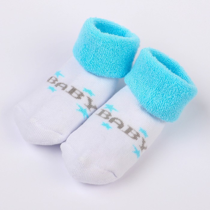 фото Набор носков для новорождённых 2 пары (4 шт.), махровые от 0 до 6 мес., цвет бирюзовый uviton