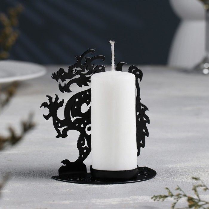 цена Подсвечник Дракон металл на одну свечу, 11,1х5,3х11 см, черный