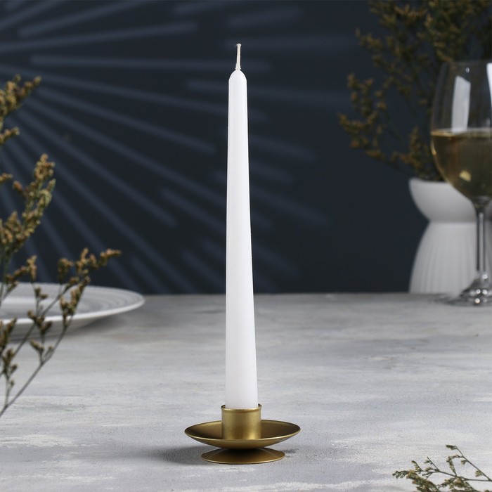 подсвечник металл на 1 свечу лотос 2х7 5 см белый Подсвечник Лотос 2H металл на одну свечу, 7,5х2,5 см, золотой