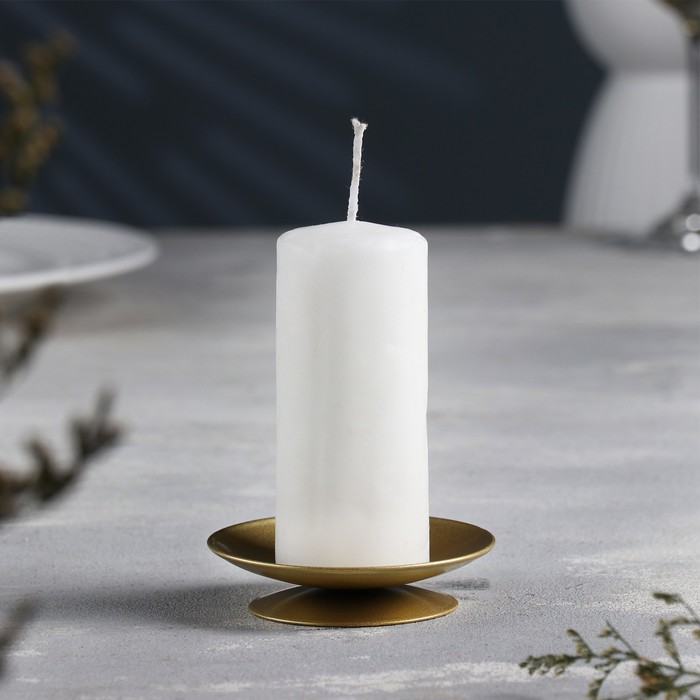 Подсвечник Лотос металл на одну свечу, 7,5х2 см, золотой подсвечник на 1 свечу лотос 2н размер 2 5х7 5см металл серый