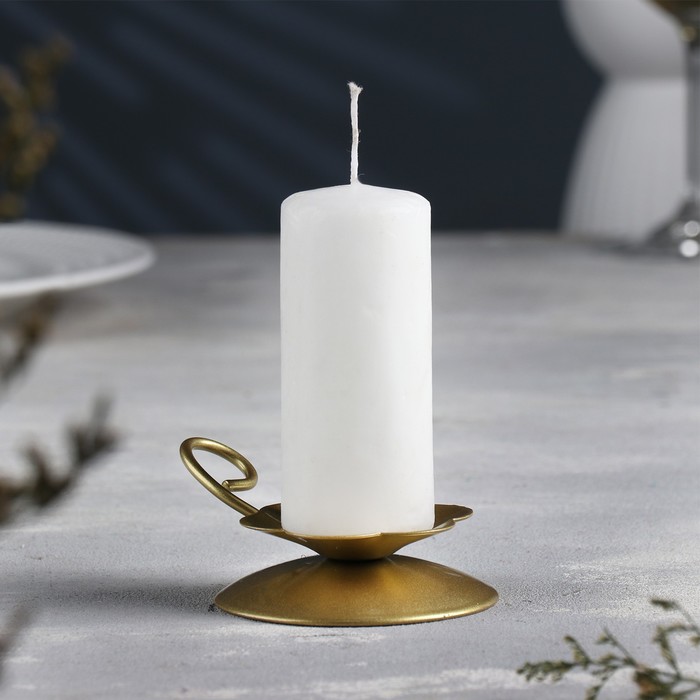 Подсвечник Цветок Н металл на одну свечу, 9х3,5 см, золотой