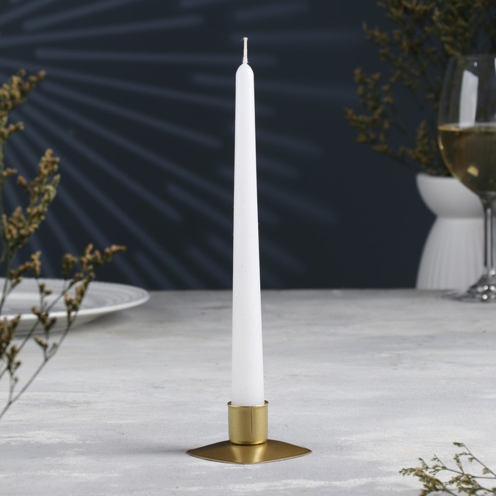 Подсвечник Квадрат металл на одну свечу, 7х3 см, золотой подсвечник круг металл на 1 свечу 7х3 см черный муар