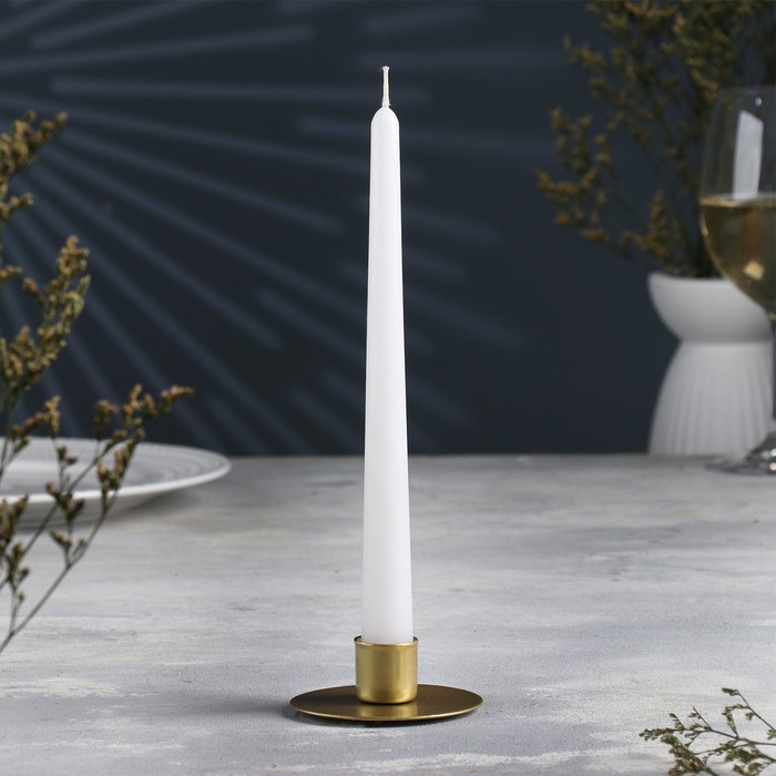 подсвечник круг металл на 1 свечу 7х3 см белый Подсвечник Круг металл на одну свечу, 7х3 см, золотой