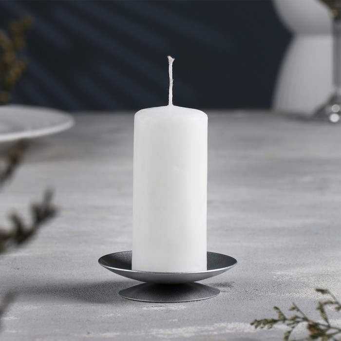 Подсвечник Лотос металл на одну свечу, 7,5х2 см, серебро подсвечник на 1 свечу лотос 2н размер 2 5х7 5см металл серый