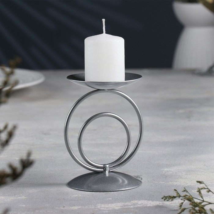 Подсвечник Закат металл на одну свечу, 8,3х11 см, серебро подсвечник круг металл на одну свечу 7х3 см серебро
