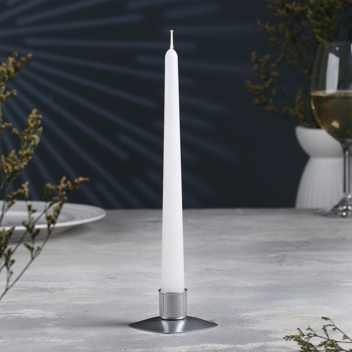 Подсвечник Квадрат металл на одну свечу, 7х3 см, серебро