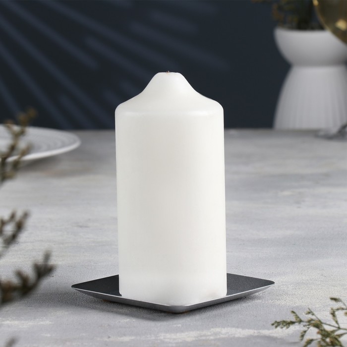 Подсвечник Тарелка квадратная металл на одну свечу, 10х1,1 см, серебро подсвечник металл тарелка 7 6 см белый
