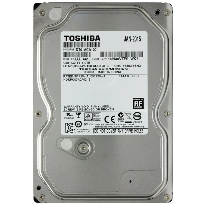Жесткий диск Toshiba SATA-III 1TB DT01ACA100 (7200rpm) 32Mb 3.5 жесткий диск 1000gb toshiba 32mb 7200rpm sata dt01aca100