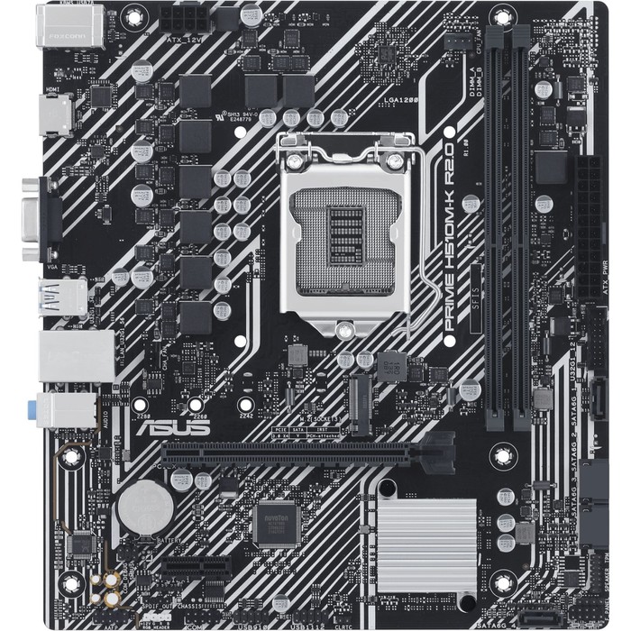 Материнская плата Asus PRIME H510M-K R2.0 Soc-1200 Intel H470 2xDDR4 mATX AC`97 8ch(7.1) GbL 10044 материнская плата asus prime a320i k soc am4 amd a320 2xddr4 mini itx ac 97 8ch 7 1 gblan 1033962