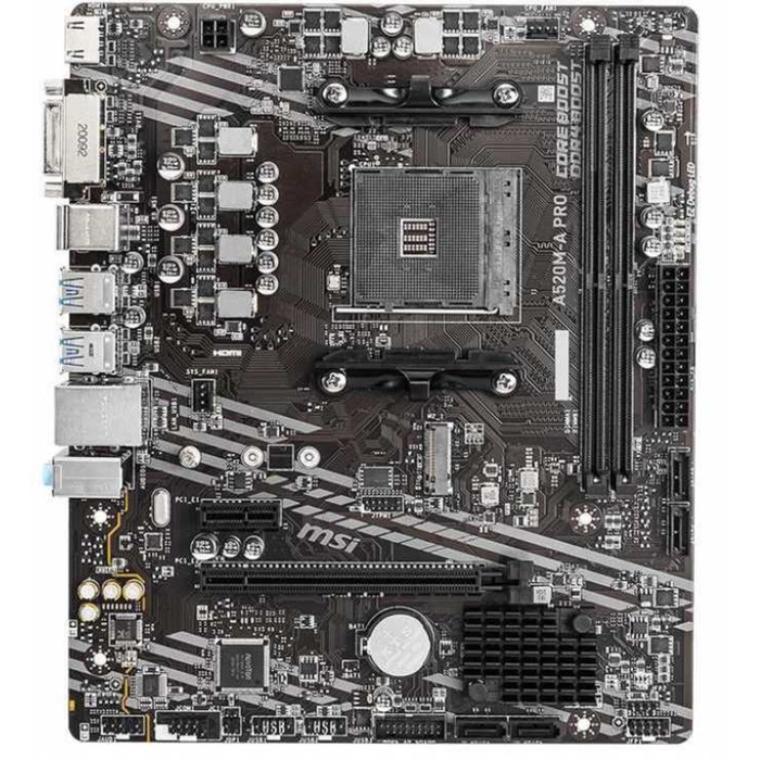 Материнская плата MSI A520M-A PRO Soc-AM4 AMD A520 2xDDR4 mATX AC`97 8ch(7.1) GbLAN RAID+DVI 10044