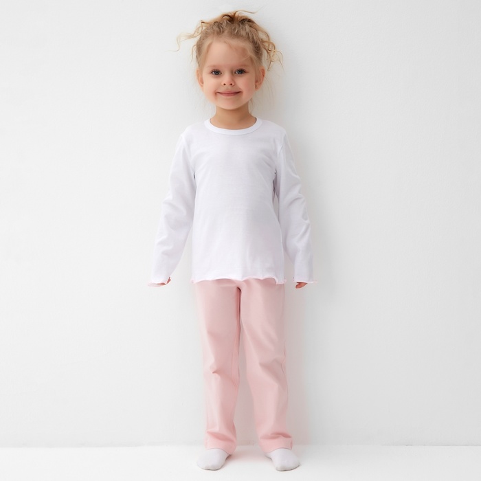 Пижама для девочки (кофта и брюки) MINAKU, цвет белый/розовый, рост 110 см