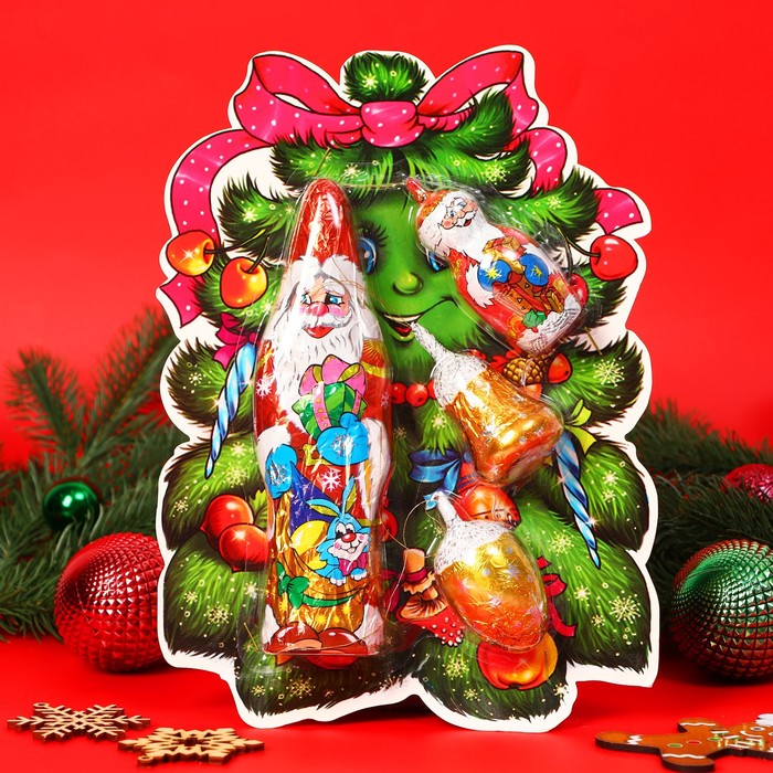 Новогодний набор: Дед Мороз, Колокольчик, Шишка, 108 г подвеска дед мороз колокольчик 10см фиолетовый