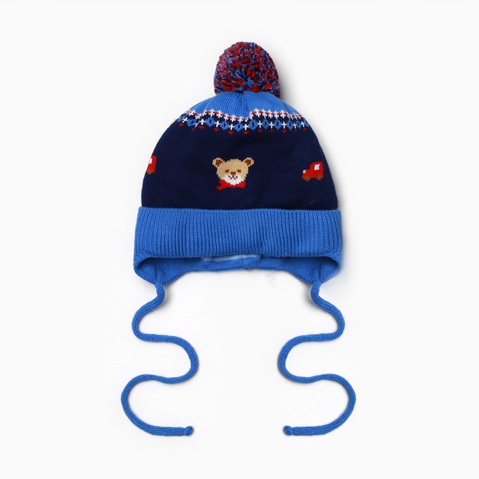 Шапка детская, цвет синий, размер 38-40 шапка детская bear размер 38 40 см цвет синий