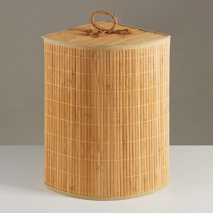 

Корзина для хранения, угловая, с крышкой и ручками, складная, 32 х 32 х 50 см, бамбук, джут
