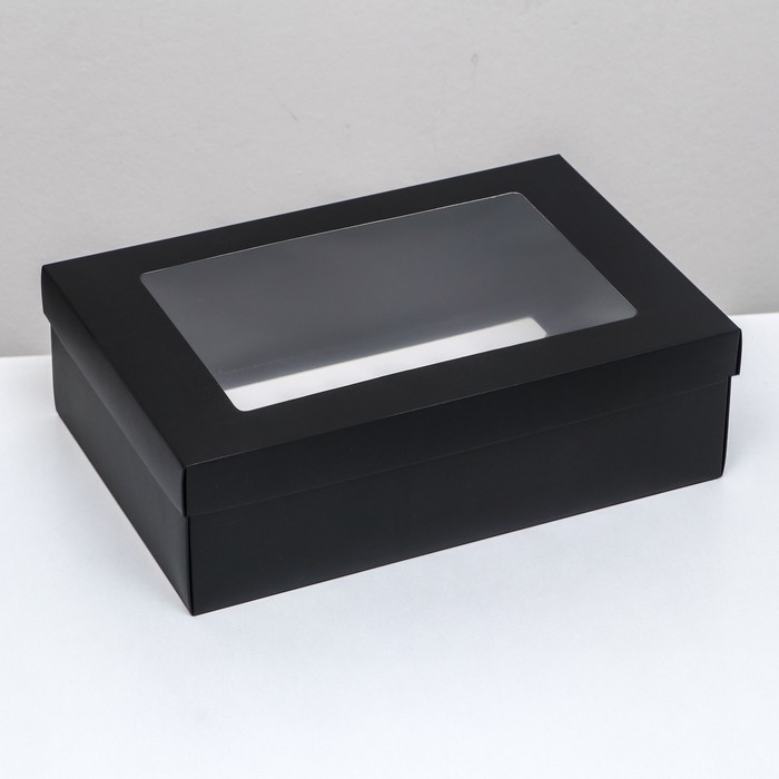 Коробка складная «Черная», с окном 30 х 20 х 9 см коробка складная изумрудная с окном 30 х 20 х 9 см