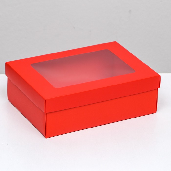Коробка складная «Красная», с окном, 21 х 15 х 7 см