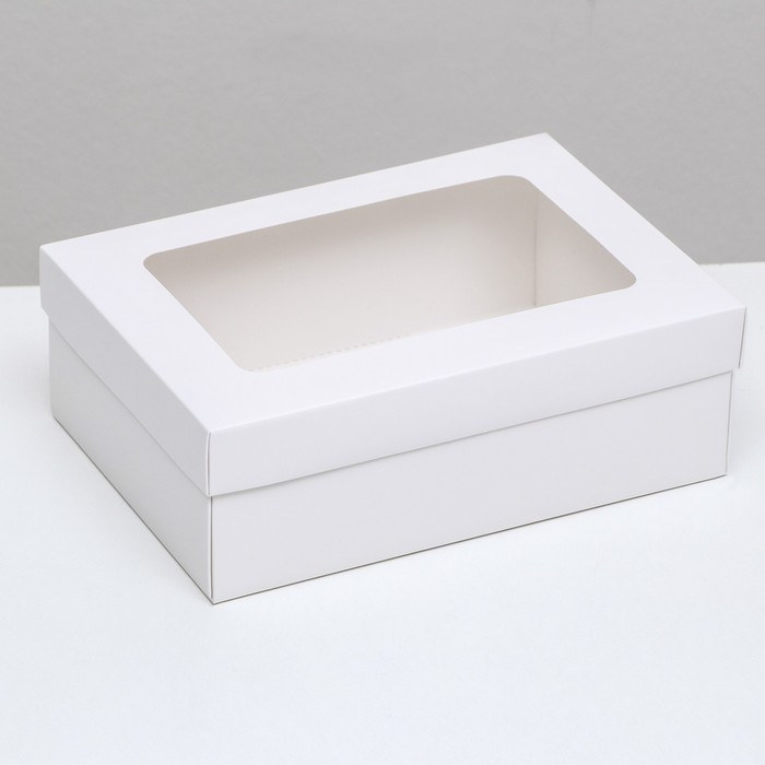 Коробка складная, крышка-дно, с окном, белая, 24 х 17 х 8 см коробка складная крышка дно с окном розовая 24 х 17 х 8 см