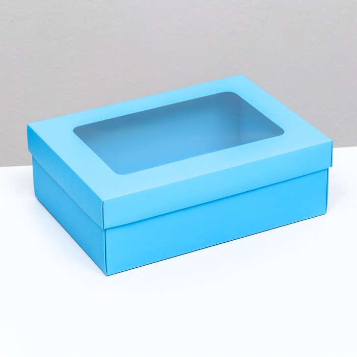 Коробка складная, крышка-дно, с окном, бирюзовая , 24 х 17 х 8 см коробка складная крышка дно бирюзовая 24 х 17 х 8 см