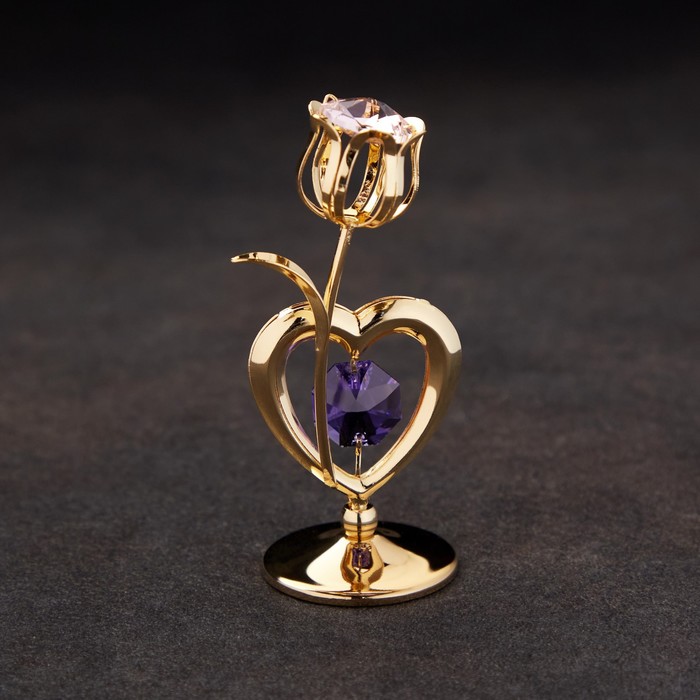 Сувенир «Тюльпан с сердцем», с кристаллами игрушка сувенир iceberg медвежонок с сердцем