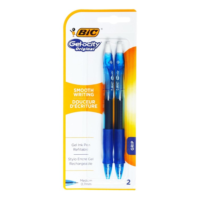 

Набор гелевых автоматических ручек 2 штуки BIC "Gel-ocity Origina", синие, грип, блистер