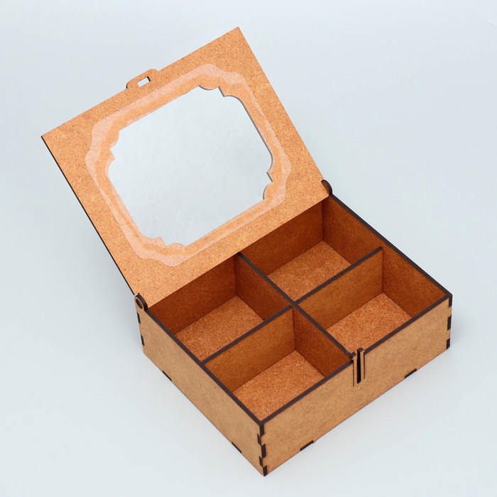 Деревянная коробка с ячейками «Рамка», 15.5 х 12.5 х 5 см