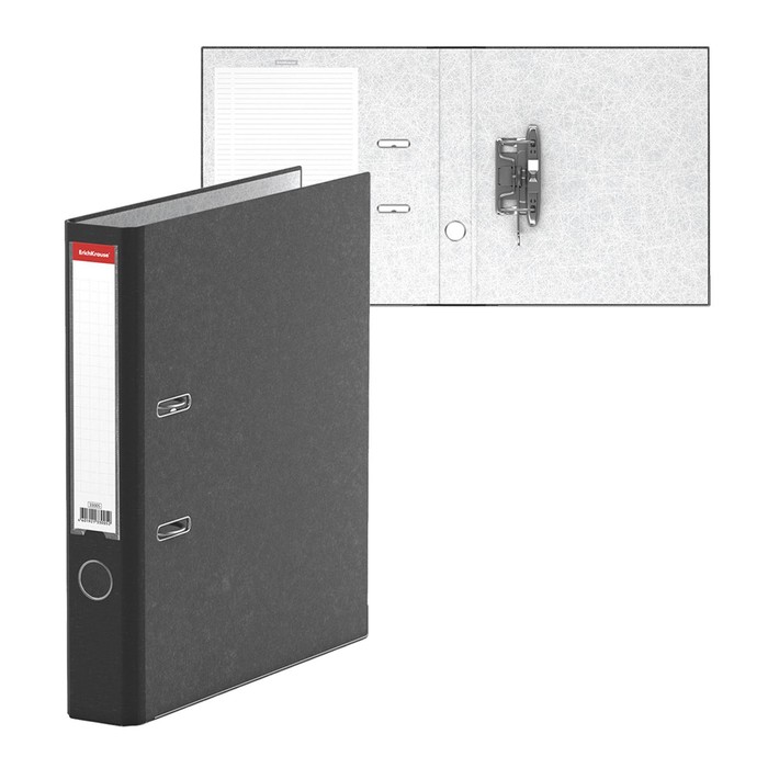 Папка-регистратор А4, 50 мм, ErichKrause Original Pro, мрамор, черная, карман на корешок, нижний метал. кант, собранная