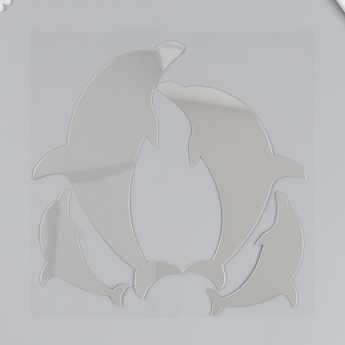 фото Наклейка интерьерная зеркальная "дельфины" 38х31 см
