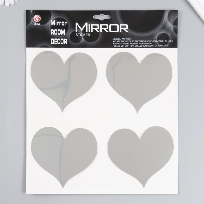 Наклейка интерьерная зеркальная Сердечки 38х31 см цена и фото