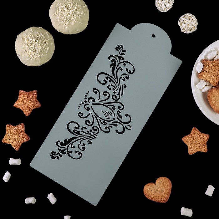 Трафарет для украшения выпечки и нанесения айсинга 29х12 см "Пейзажный орнамент"