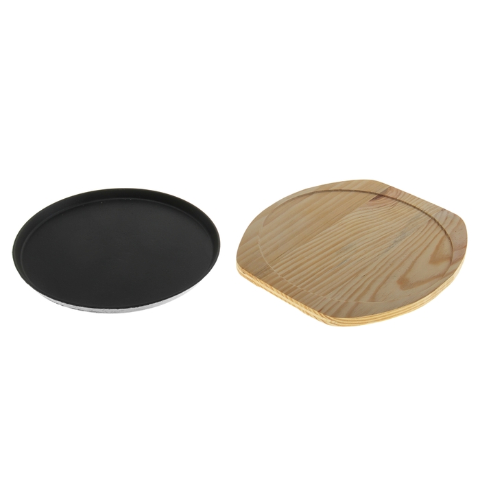 Сковорода 27 см "Круг", на деревянной подставке