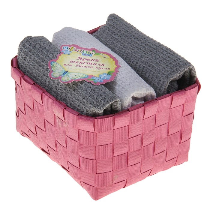 Набор вафельных полотенец "Collorista" Grey white, 38х63см - 3 шт, хлопок